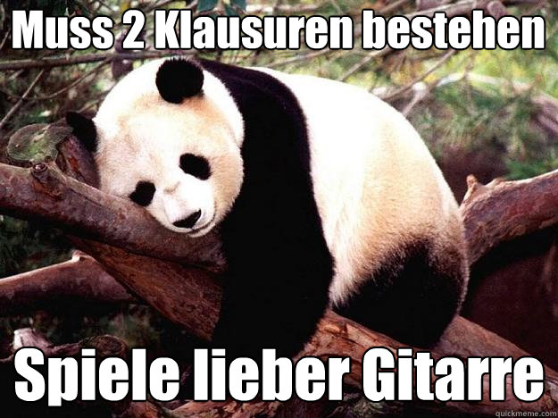 Muss 2 Klausuren bestehen Spiele lieber Gitarre  Procrastination Panda