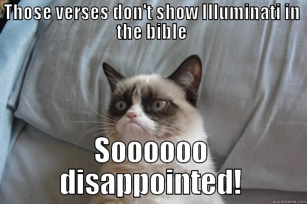 THOSE VERSES DON'T SHOW ILLUMINATI IN THE BIBLE SOOOOOO DISAPPOINTED! Grumpy Cat