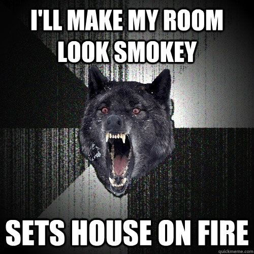 I'll make my room look smokey Sets house on fire  Insanity Wolf