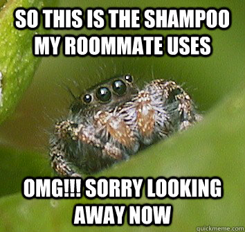 So this is the shampoo my roommate uses OMG!!! sorry looking away now  Misunderstood Spider