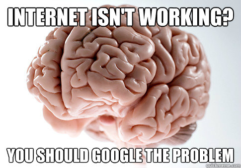 internet isn't working? you should google the problem  Scumbag Brain