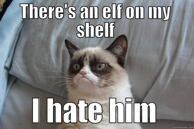 christmas grumpy spirit. - THERE'S AN ELF ON MY SHELF I HATE HIM Grumpy Cat