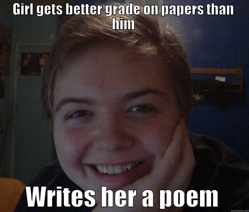 GIRL GETS BETTER GRADE ON PAPERS THAN HIM WRITES HER A POEM Misc