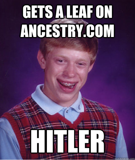 gets a leaf on ancestry.com hitler - gets a leaf on ancestry.com hitler  Bad Luck Brian