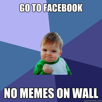 Go To facebook No memes on wall  Success Kid