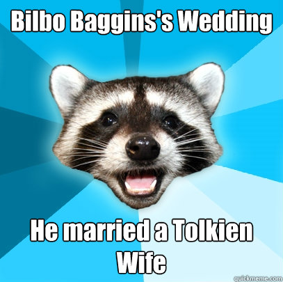 Bilbo Baggins's Wedding He married a Tolkien Wife - Bilbo Baggins's Wedding He married a Tolkien Wife  Lame Pun Coon