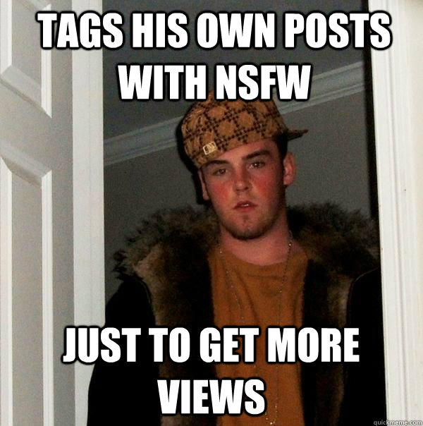 tags his own posts with nsfw just to get more views  Scumbag Steve