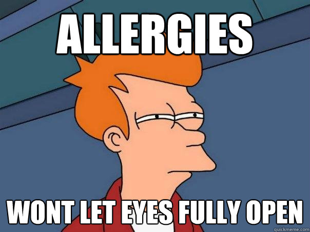 allergies wont let eyes fully open - allergies wont let eyes fully open  Futurama Fry