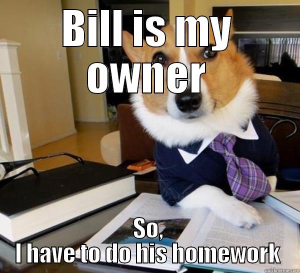 Dog  funny - BILL IS MY OWNER SO, I HAVE TO DO HIS HOMEWORK Lawyer Dog