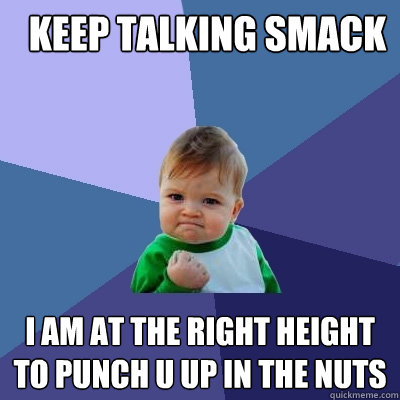   Keep Talking Smack I am at the right height to punch u up in the nuts  Success Kid