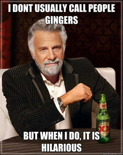 I dont usually call people gingers But when I do, it is hilarious  Dos Equis man