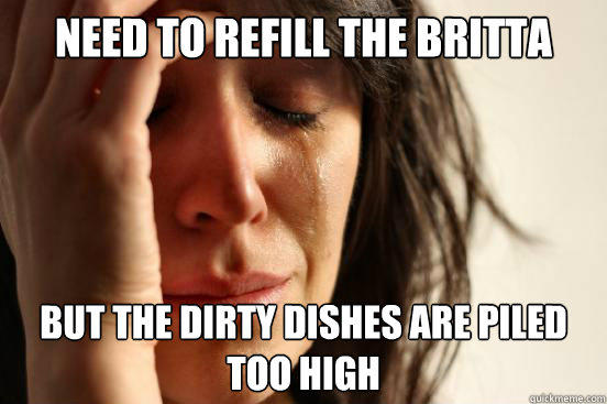 Need to refill the britta filter but the dirty dishes are piled too high  First World Problems