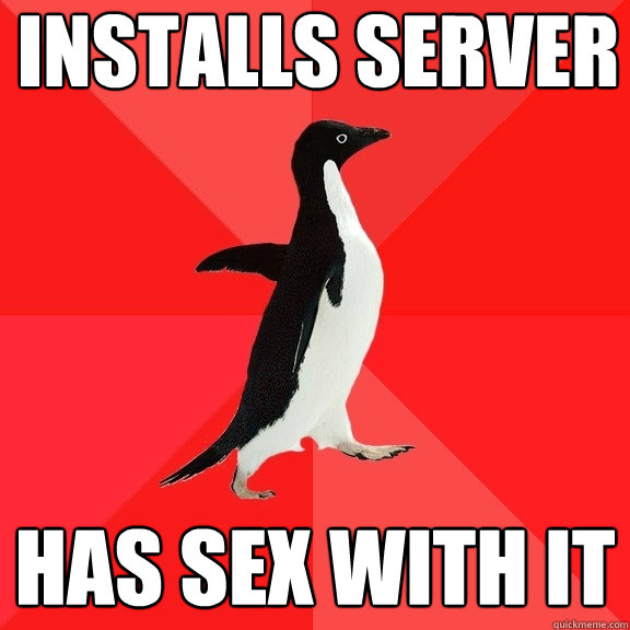 installs server has sex with it  Socially Awesome Penguin