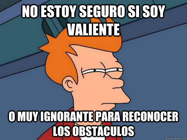 no estoy seguro si soy valiente o muy ignorante para reconocer los obstaculos  Futurama Fry