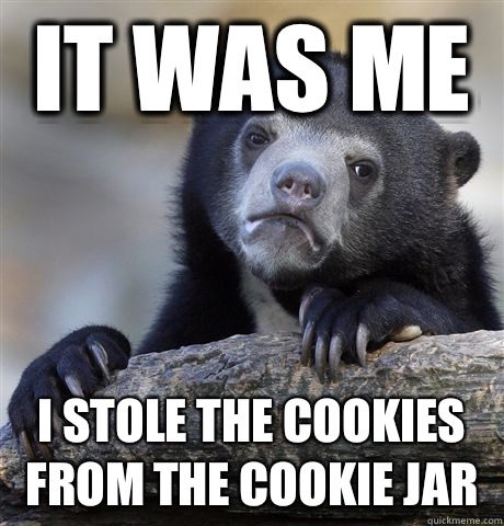 It was me I stole the cookies from the cookie jar  Confession Bear