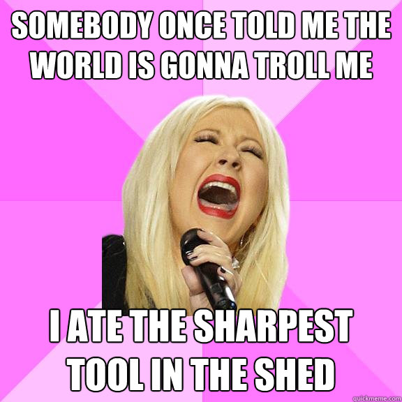 Somebody once told me the world is gonna troll me i ate the sharpest tool in the shed  Wrong Lyrics Christina