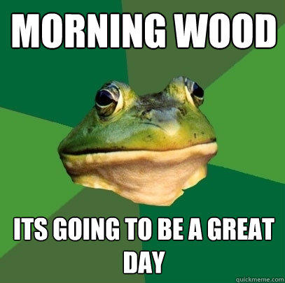 morning wood its going to be a great day - morning wood its going to be a great day  Foul Bachelor Frog