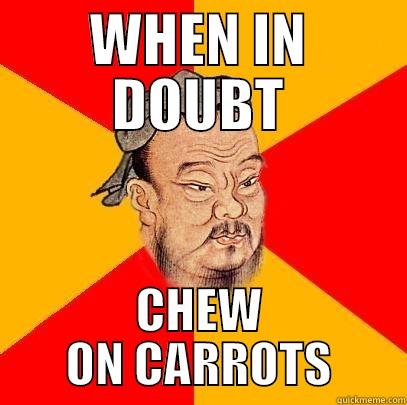 WHEN IN DOUBT CHEW ON CARROTS Confucius says