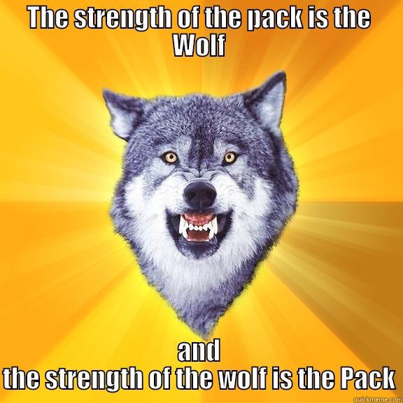 THE STRENGTH OF THE PACK IS THE WOLF AND THE STRENGTH OF THE WOLF IS THE PACK Courage Wolf