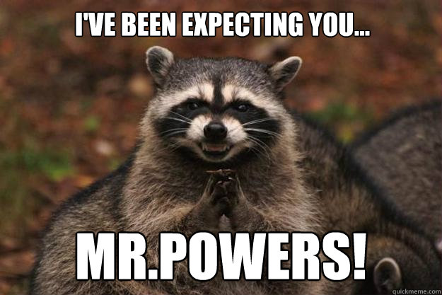 I've been expecting you... MR.powers! - I've been expecting you... MR.powers!  Evil Plotting Raccoon