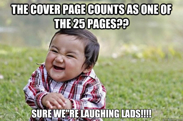 The cover page counts as one of the 25 pages?? Sure we