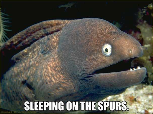  Sleeping on the Spurs.  Bad Joke Eel