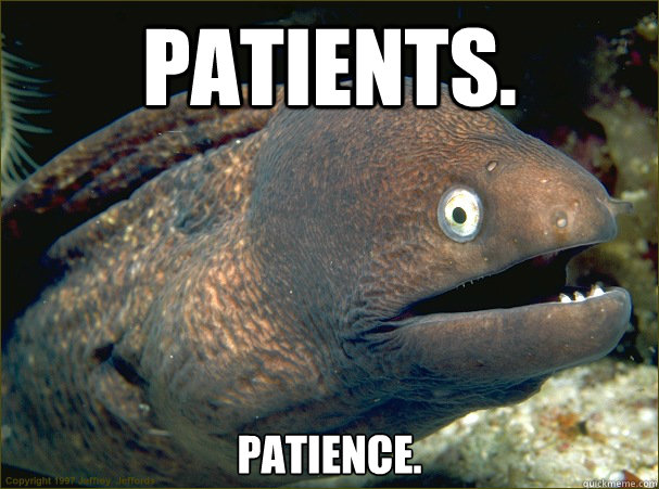 PATIENTS. PATIENCE.  Bad Joke Eel