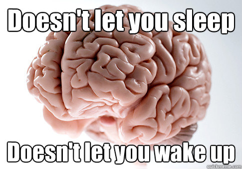 Doesn't let you sleep Doesn't let you wake up  Scumbag Brain