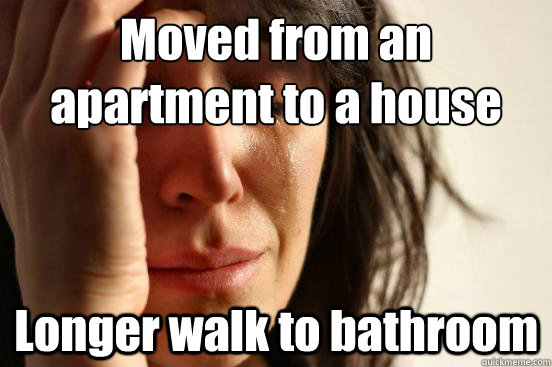 Moved from an apartment to a house Longer walk to bathroom - Moved from an apartment to a house Longer walk to bathroom  First World Problems