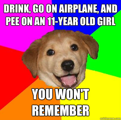 Drink, go on airplane, and pee on an 11-year old girl You won't remember  Advice Dog