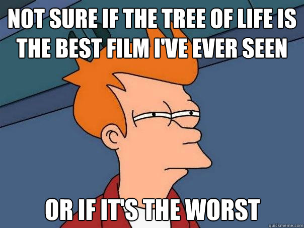 Not sure if The Tree of Life is the best film I've ever seen Or if it's the worst  Futurama Fry