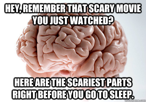 HEY, REMEMBER THAT Scary movie you just watched? here are the scariest parts right before you go to sleep.   Scumbag Brain