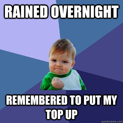 Rained Overnight Remembered to put my top up  Success Kid