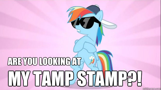 are you looking at my tamp stamp?!  Rainbow Dash