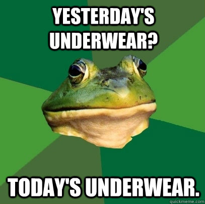 Yesterday's underwear? Today's Underwear. - Yesterday's underwear? Today's Underwear.  Foul Bachelor Frog