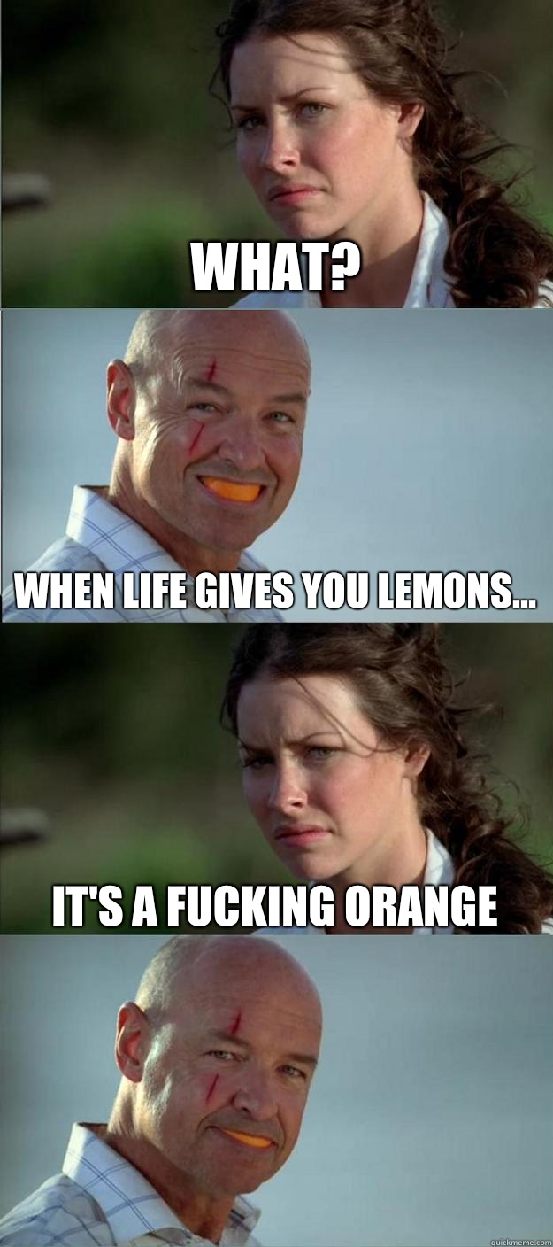 what? When life gives you lemons... It's a fucking orange   