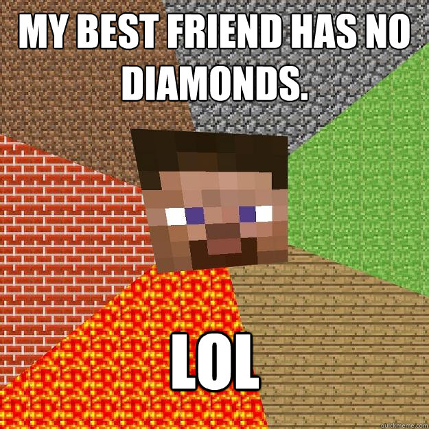 My best friend has no diamonds. lol - My best friend has no diamonds. lol  Minecraft