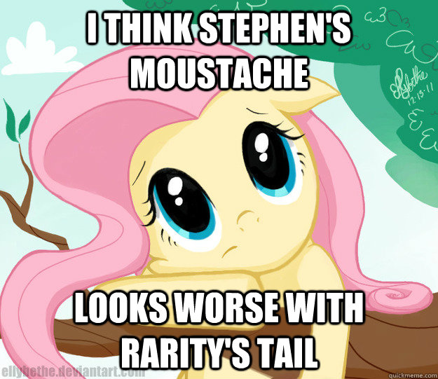 I think stephen's moustache looks worse with rarity's tail  