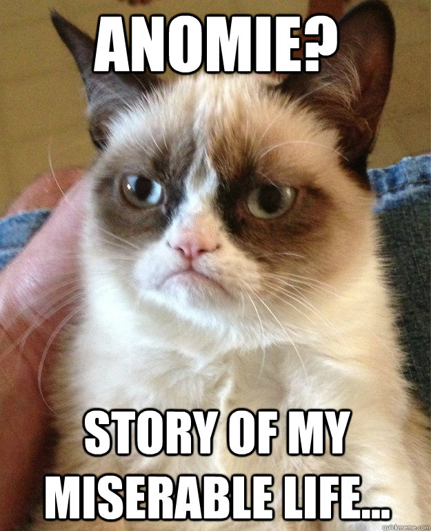 Anomie? Story of my miserable life... - Anomie? Story of my miserable life...  Grumpy Cat