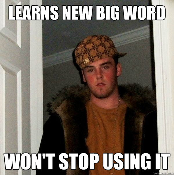 learns new big word won't stop using it  Scumbag Steve