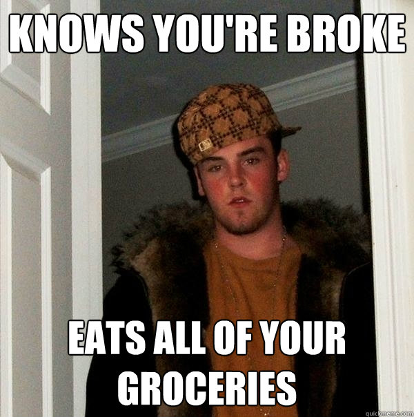 Knows you're broke Eats all of your groceries - Knows you're broke Eats all of your groceries  Scumbag Steve