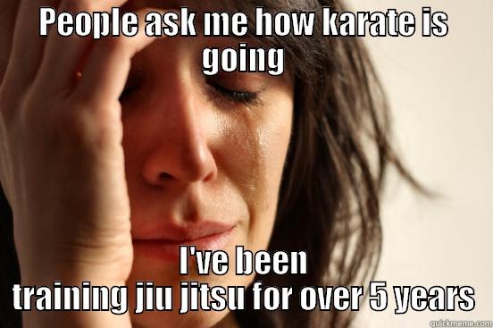 PEOPLE ASK ME HOW KARATE IS GOING I'VE BEEN TRAINING JIU JITSU FOR OVER 5 YEARS First World Problems