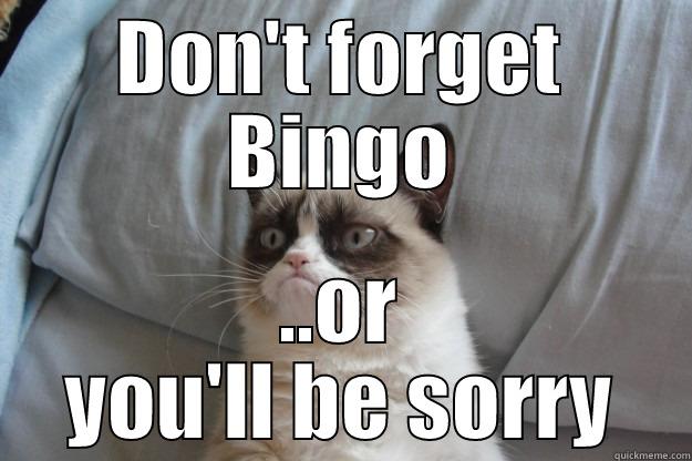 Bingo Cat - DON'T FORGET BINGO ..OR YOU'LL BE SORRY Grumpy Cat