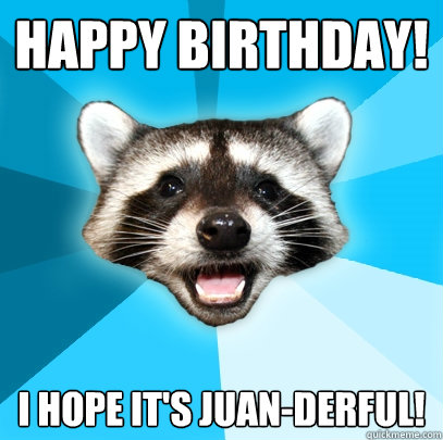 HAPPY BIRTHDAY! I HOPE IT'S JUAN-DERFUL! - HAPPY BIRTHDAY! I HOPE IT'S JUAN-DERFUL!  Lame Pun Coon