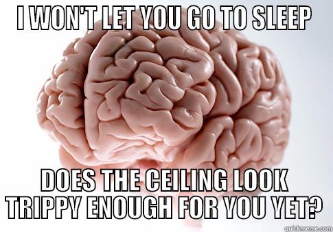 I WON'T LET YOU GO TO SLEEP DOES THE CEILING LOOK TRIPPY ENOUGH FOR YOU YET? Scumbag Brain