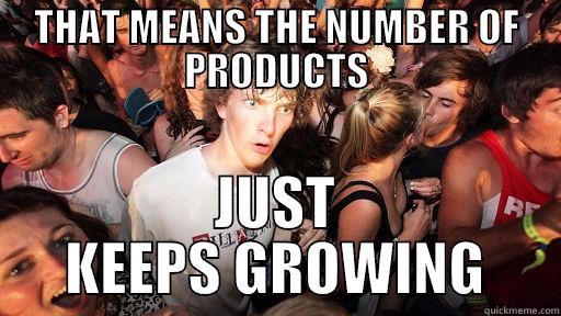 THAT MEANS THE NUMBER OF PRODUCTS JUST KEEPS GROWING Sudden Clarity Clarence