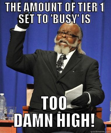 THE AMOUNT OF TIER 1 SET TO 'BUSY' IS TOO DAMN HIGH! The Rent Is Too Damn High