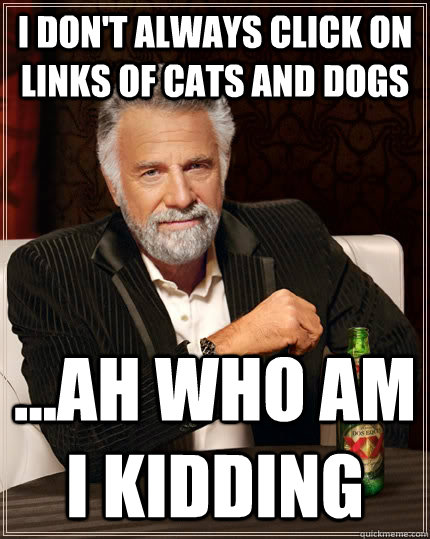 I don't always click on links of cats and dogs ...Ah who am i kidding  The Most Interesting Man In The World