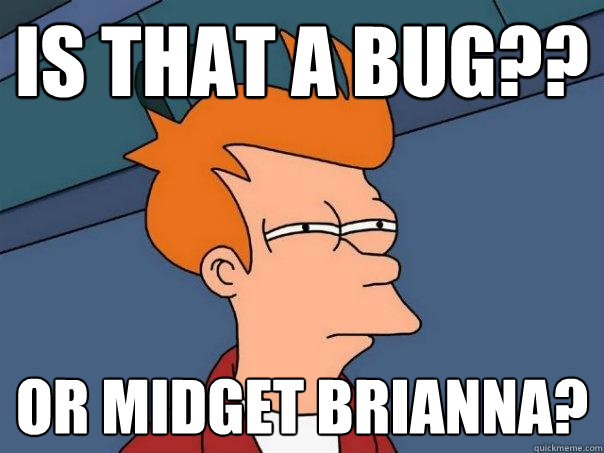 IS THAT A BUG?? OR MIDGET BRIANNA?  Futurama Fry