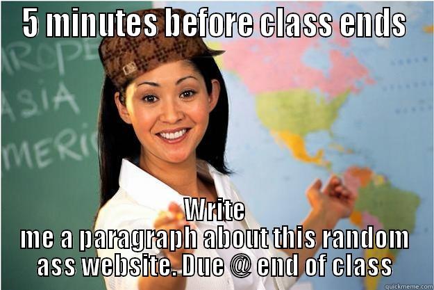 5 MINUTES BEFORE CLASS ENDS WRITE ME A PARAGRAPH ABOUT THIS RANDOM ASS WEBSITE. DUE @ END OF CLASS Scumbag Teacher